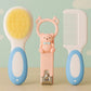 KIDS BASIC Baby Soft Bristle Hair Brush Comb Set with Cute Nail Clipper - Blue