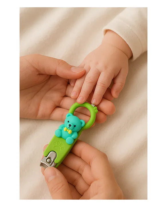 KIDS BASIC Baby Soft Bristle Hair Brush Comb Set with Cute Nail Clipper - Blue