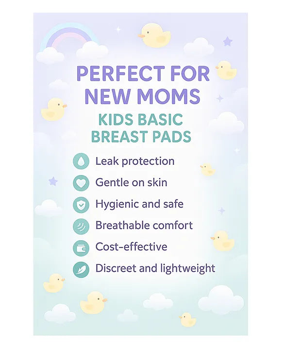 KIDS BASIC Nursing Breast Pads for Feeding Mother Washable, Reusable Soft Breast Pads (Pack of 4)