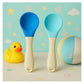 KIDS BASIC Silicone Spoon With Plastic Handle, BPA Free Spoon For Baby, Infants - Pink & Green (Pack of 2)