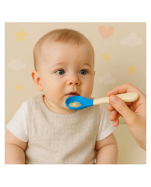 KIDS BASIC Silicone Spoon With Plastic Handle, BPA Free Spoon For Baby, Infants - Pink & Green (Pack of 2)