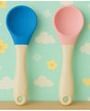 KIDS BASIC Silicone Spoon With Plastic Handle, BPA Free Spoon For Baby, Infants - Pink & Green (Pack of 2)
