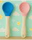 KIDS BASIC Silicone Spoon With Plastic Handle, BPA Free Spoon For Baby, Infants - Pink & Green (Pack of 2)