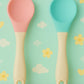 KIDS BASIC Silicone Spoon With Plastic Handle, BPA Free Spoon For Baby, Infants - Pink & Green (Pack of 2)