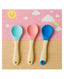 KIDS BASIC Silicone Spoon With Plastic Handle, BPA Free Spoon For Baby, Infants - Blue, Green & Pink (Pack of 3)