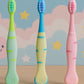 KIDS BASIC Cute Handle Soft Bristle With Tongue Scrapper Kids Toothbrush - Pink, Yellow & Green (Pack of 3)