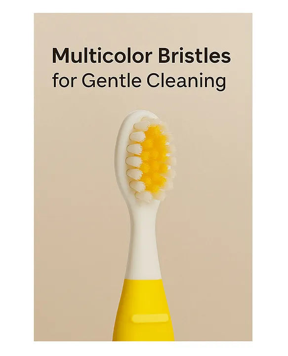 KIDS BASIC Cute Handle Soft Bristle With Tongue Scrapper Kids Toothbrush - Pink, Yellow & Green (Pack of 3)