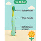 KIDS BASIC Cute Handle Soft Bristle With Tongue Scrapper Kids Toothbrush - Pink, Yellow & Green (Pack of 3)