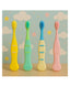 KIDS BASIC Cute Handle Soft Bristle With Tongue Scrapper Kids Toothbrush - Pink, Blue, Yellow & Green (Pack of 4)