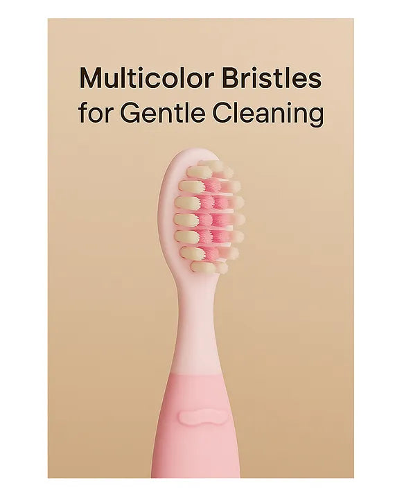 KIDS BASIC Cute Handle Soft Bristle With Tongue Scrapper Kids Toothbrush - Pink, Blue, Yellow & Green (Pack of 4)