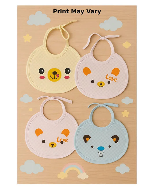 KIDS BASIC Baby Knot-Tie Printed Bibs - Blue & Pink (Pack of 6)