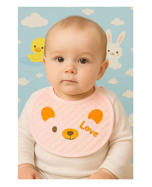 KIDS BASIC Baby Knot-Tie Printed Bibs - Blue & Pink (Pack of 6)