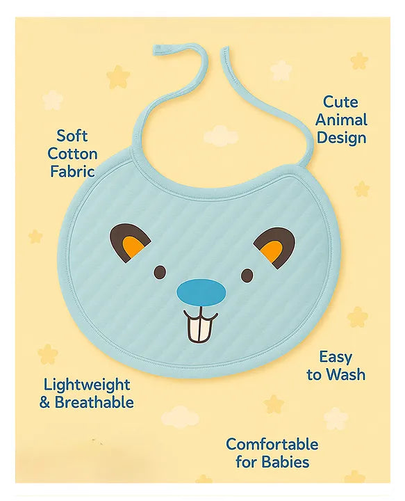 KIDS BASIC Baby Knot-Tie Printed Bibs - Blue & Pink (Pack of 6)