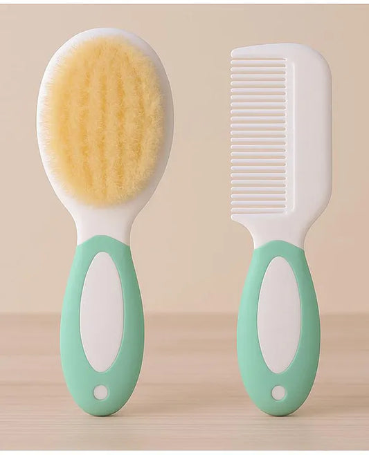 KIDS BASIC Baby Hair Comb & Brush Set | Soft Natural Bristles Brush