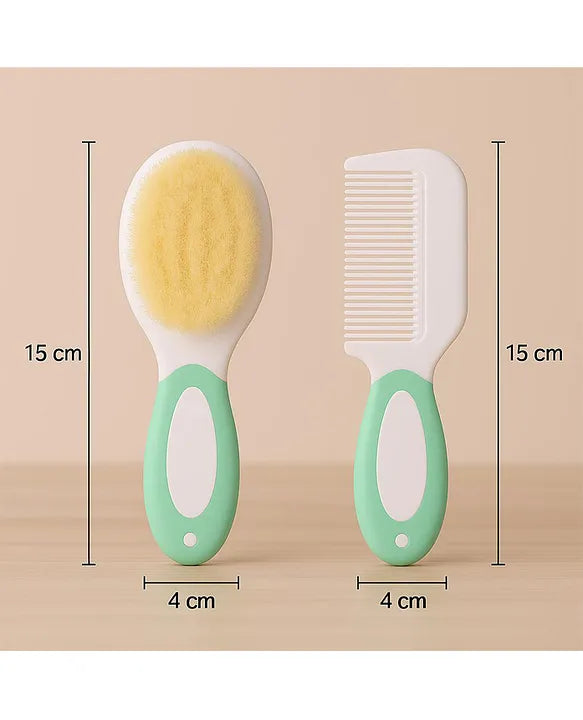 KIDS BASIC Baby Hair Comb & Brush Set | Soft Natural Bristles Brush