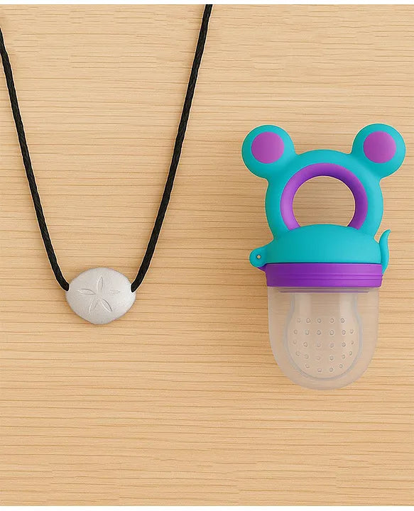 KIDS BASIC Moti with Thread for Teething Babies & Oral Care ,Original Tilismi Moti for Baby Teething Pain & 1 Mickey Fruit Nibbler, Beed Moti Pair, Newborn Baby Teether for Teething Pain