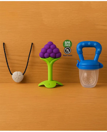 KIDS BASIC Presents Combo For 3+ Months Baby To 1+ Year Old Babies Which Includes 1 Tlismi Moti , 1Teether and 1 fruit feeder