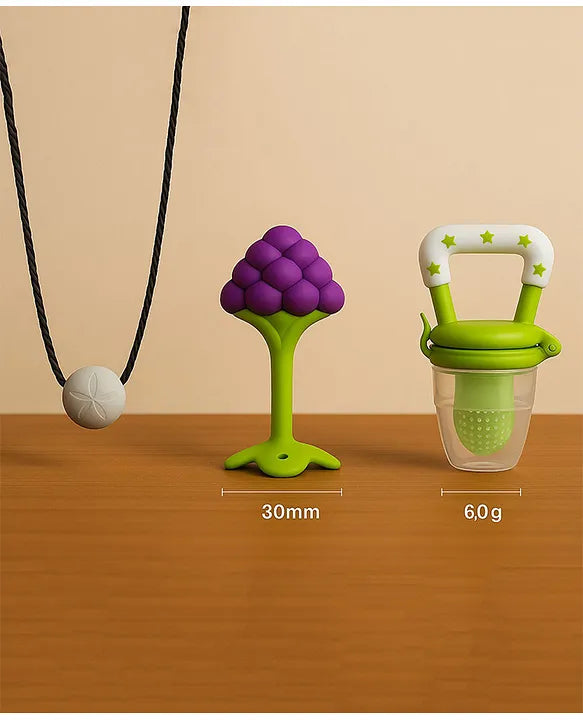 KIDS BASIC Presents Combo For 3+ Months Baby To 1+ Year Old Babies Which Includes 1 Tlismi Moti , 1Teether and 1 fruit feeder