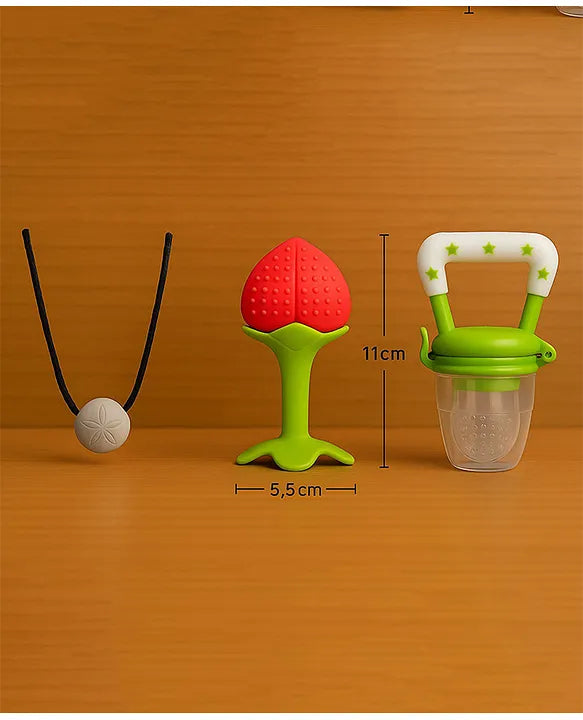 KIDS BASIC Presents Combo For 3+ Months Baby To 1+ Year Old Babies Which Includes 1 Tlismi Moti , 1Teether and 1 fruit feeder