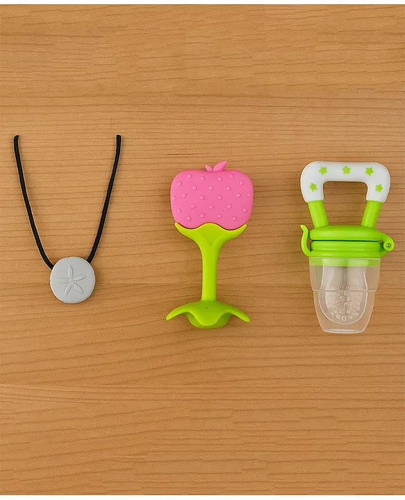 KIDS BASIC Presents Combo For 3+ Months Baby To 1+ Year Old Babies Which Includes 1 Tlismi Moti , 1Teether and 1 fruit feeder