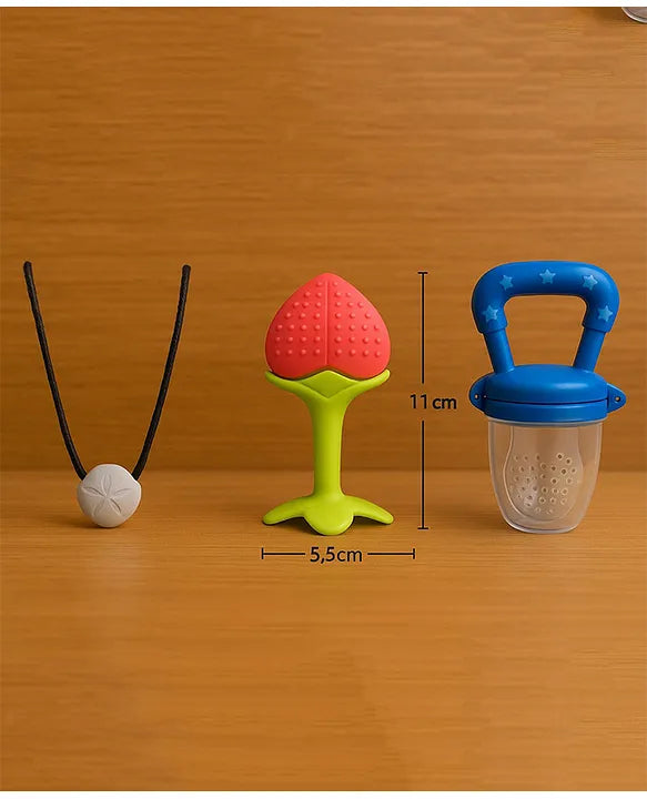KIDS BASIC Presents Combo For 3+ Months Baby To 1+ Year Old Babies Which Includes 1 Tlismi Moti , 1Teether and 1 fruit feeder