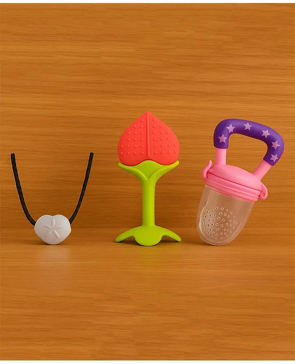 KIDS BASIC Presents Combo For 3+ Months Baby To 1+ Year Old Babies Which Includes 1 Tlismi Moti , 1Teether and 1 fruit feeder