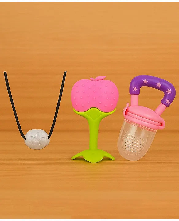 KIDS BASIC Presents Combo For 3+ Months Baby To 1+ Year Old Babies Which Includes 1 Tlismi Moti , 1Teether and 1 fruit feeder