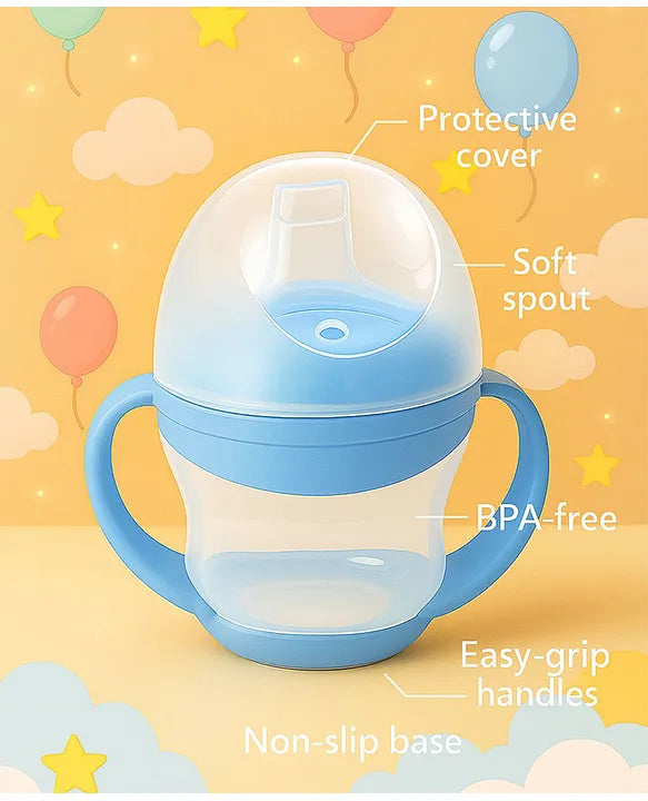 KIDS BASIC Unbreakable Baby Spout Sippy Feeding Milk Juices Liquids Silicone Bottle Feeder BPA Free - 160 ml