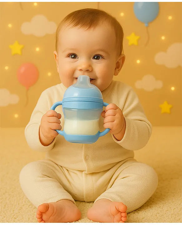 KIDS BASIC Unbreakable Baby Spout Sippy Feeding Milk Juices Liquids Silicone Bottle Feeder BPA Free - 160 ml