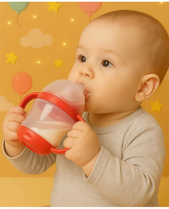 KIDS BASIC Unbreakable Baby Spout Sippy Feeding Milk Juices Liquids Silicone Bottle Feeder BPA Free - 160 ml