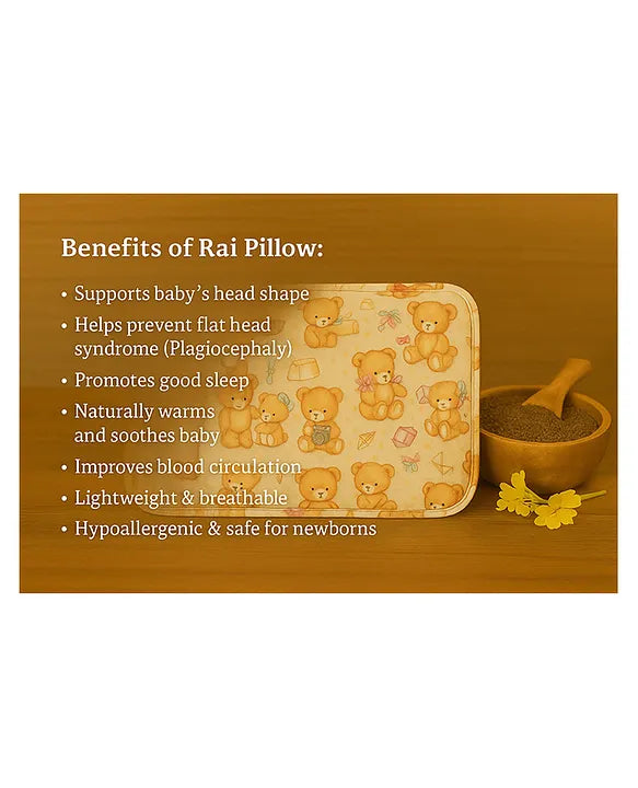 KIDS BASIC Super Soft Baby Mustard seeds Pillow with Detachable Washable Cover- Blue