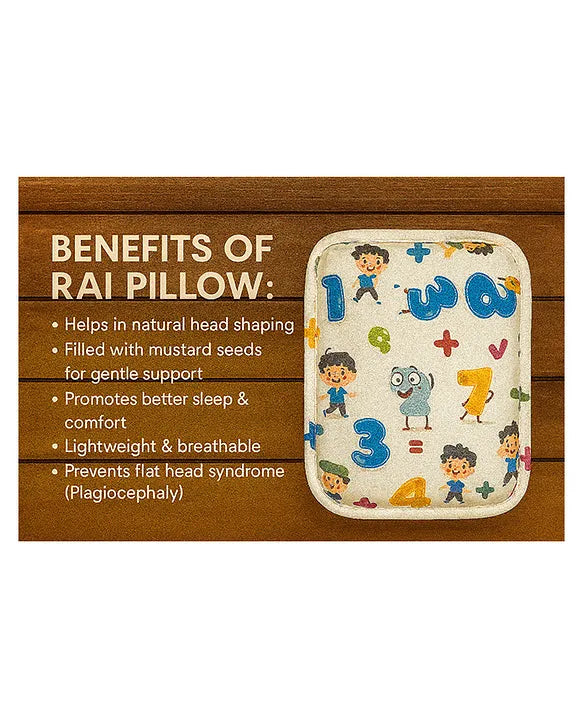 KIDS BASIC Super Soft Baby Mustard seeds Pillow with Detachable Washable Cover- Blue