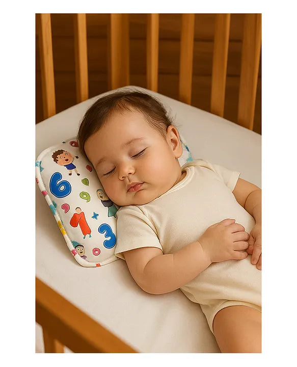 KIDS BASIC Super Soft Baby Mustard seeds Pillow with Detachable Washable Cover- Blue