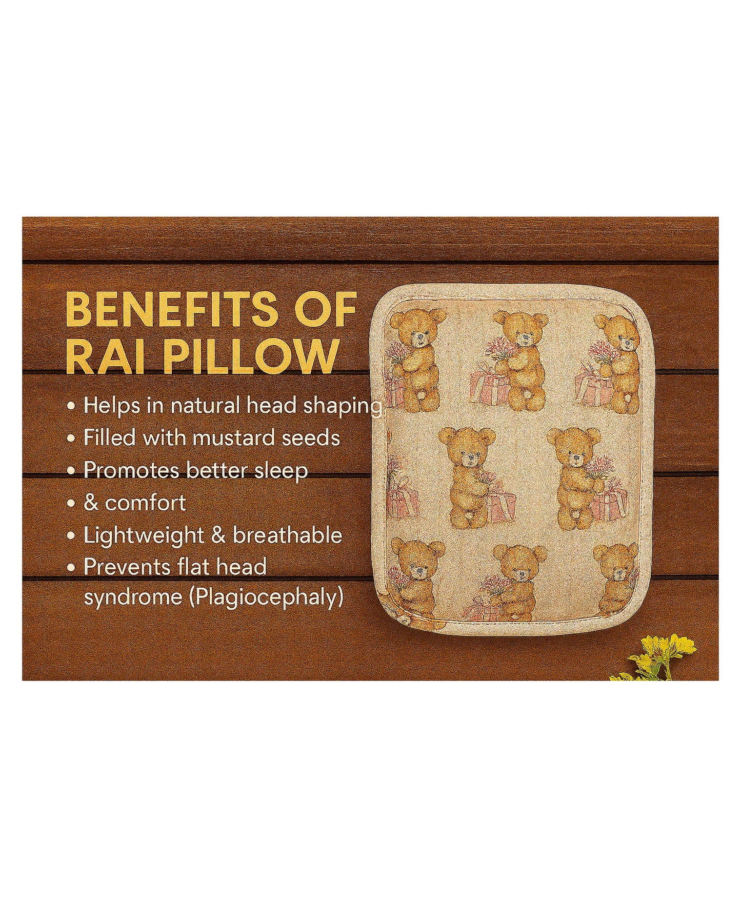 Super Soft Baby Mustard seeds Pillow with Detachable Washable Cover