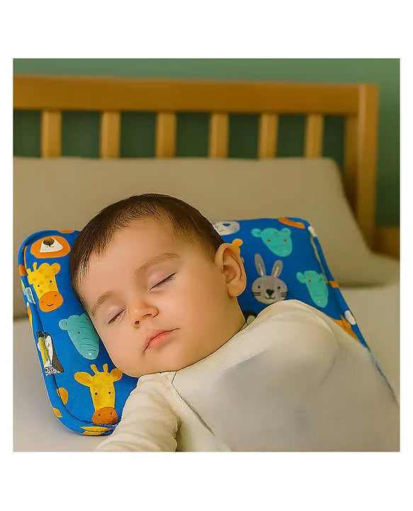 KIDS BASIC Super Soft Baby Mustard seeds Pillow with Detachable Washable Cover- Blue