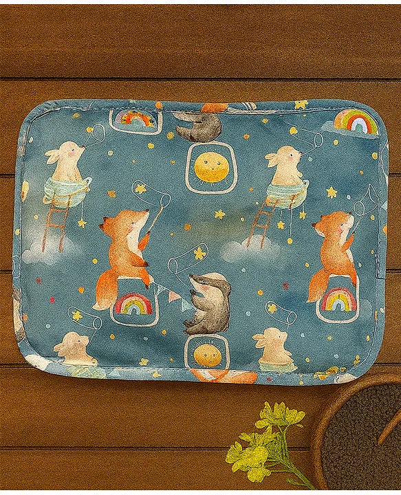 KIDS BASIC Super Soft Baby Mustard seeds Pillow with Detachable Washable Cover- Blue