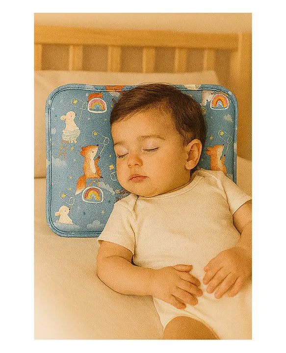 KIDS BASIC Super Soft Baby Mustard seeds Pillow with Detachable Washable Cover- Blue