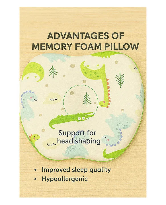 KIDS BASIC Baby Head Shaping Support Memory Foam Pillow With Detachable Washable Cover- White