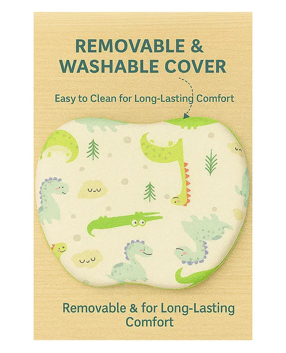 KIDS BASIC Baby Head Shaping Support Memory Foam Pillow With Detachable Washable Cover- White