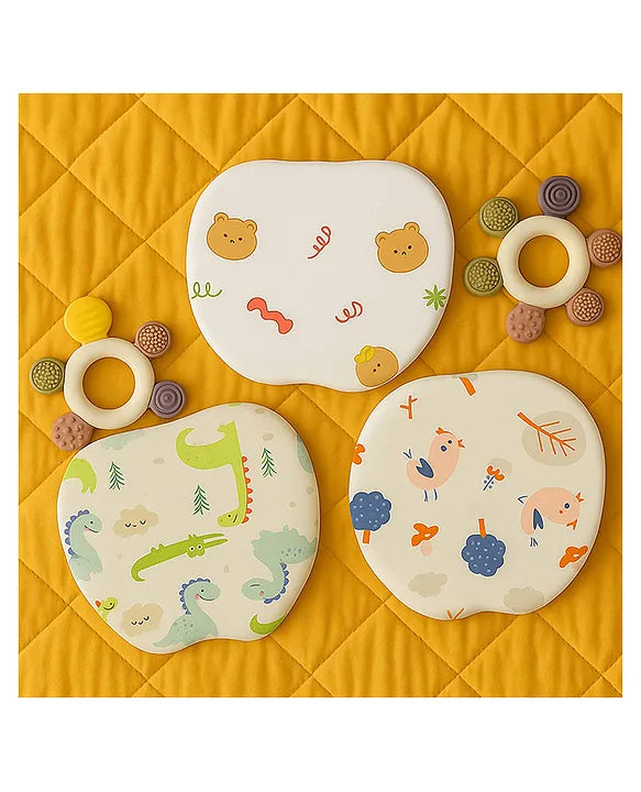 KIDS BASIC Baby Head Shaping Support Memory Foam Pillow With Detachable Washable Cover- White