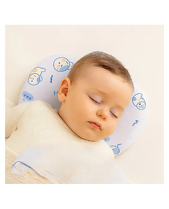 KIDS BASIC Baby Head Shaping Support Memory Foam Pillow With Detachable Washable Cover- White