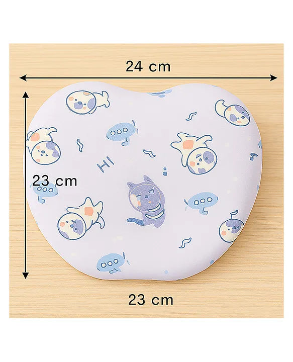 KIDS BASIC Baby Head Shaping Support Memory Foam Pillow With Detachable Washable Cover- White