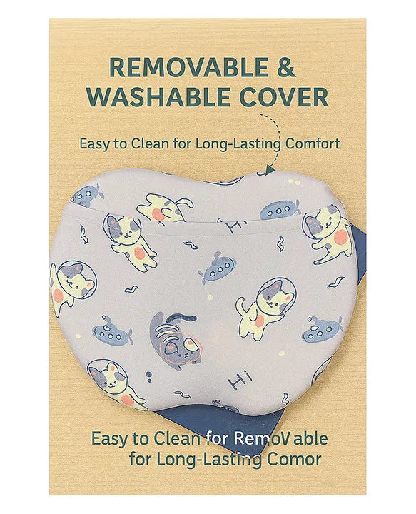 KIDS BASIC Baby Head Shaping Support Memory Foam Pillow With Detachable Washable Cover- White