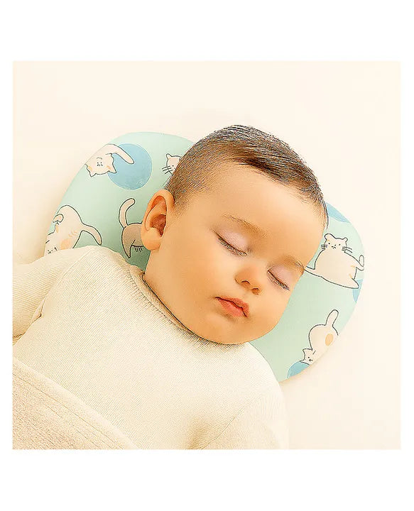 KIDS BASIC Baby Head Shaping Support Memory Foam Pillow With Detachable Washable Cover- White