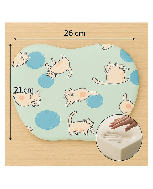 KIDS BASIC Baby Head Shaping Support Memory Foam Pillow With Detachable Washable Cover- White