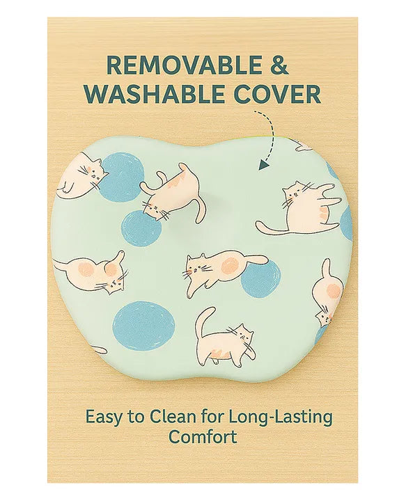 KIDS BASIC Baby Head Shaping Support Memory Foam Pillow With Detachable Washable Cover- White