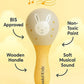 KIDS BASIC Wooden Hand Rattle Toy for Babies - Bunny Print | Natural & Safe Musical Toy