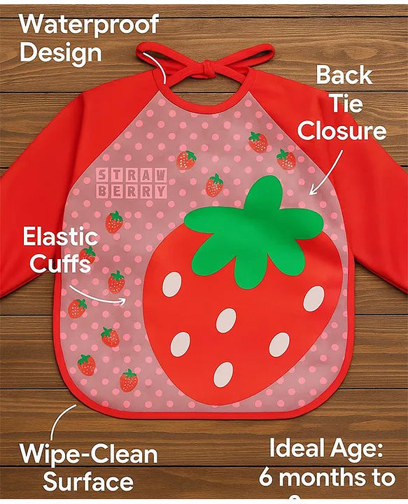KIDS BASIC Long Sleeve Bibs, Waterproof Baby Bibs, Toddler Sleeved Bib, Baby Smock for Eating Feeding