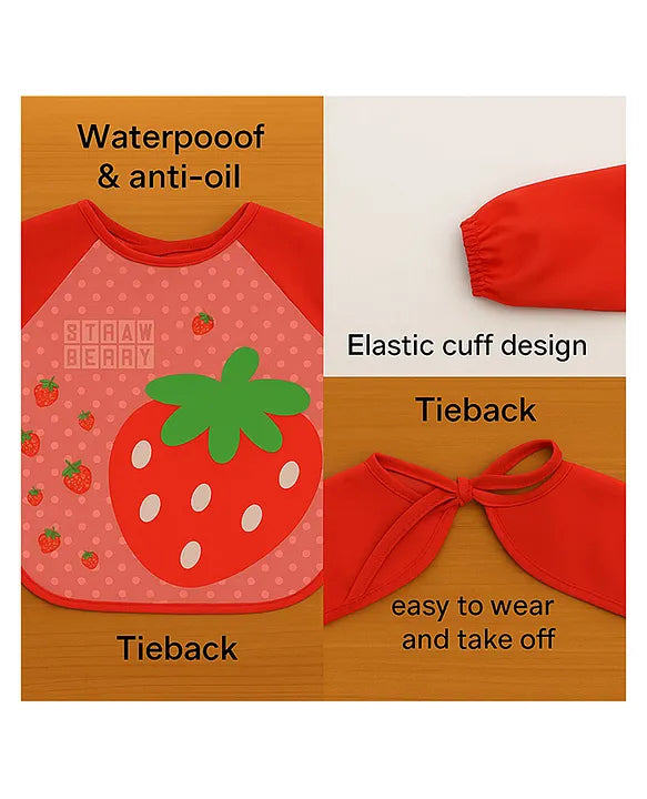 KIDS BASIC Long Sleeve Bibs, Waterproof Baby Bibs, Toddler Sleeved Bib, Baby Smock for Eating Feeding