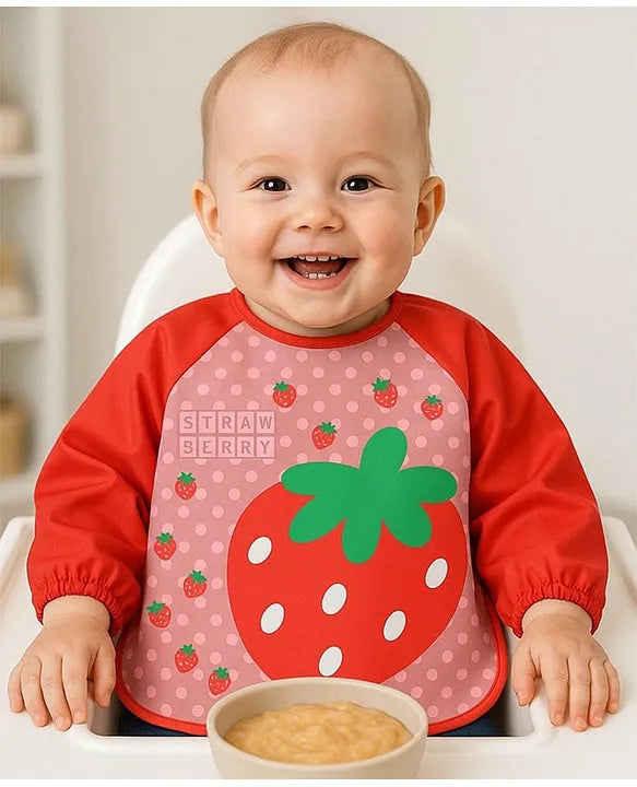 KIDS BASIC Long Sleeve Bibs, Waterproof Baby Bibs, Toddler Sleeved Bib, Baby Smock for Eating Feeding